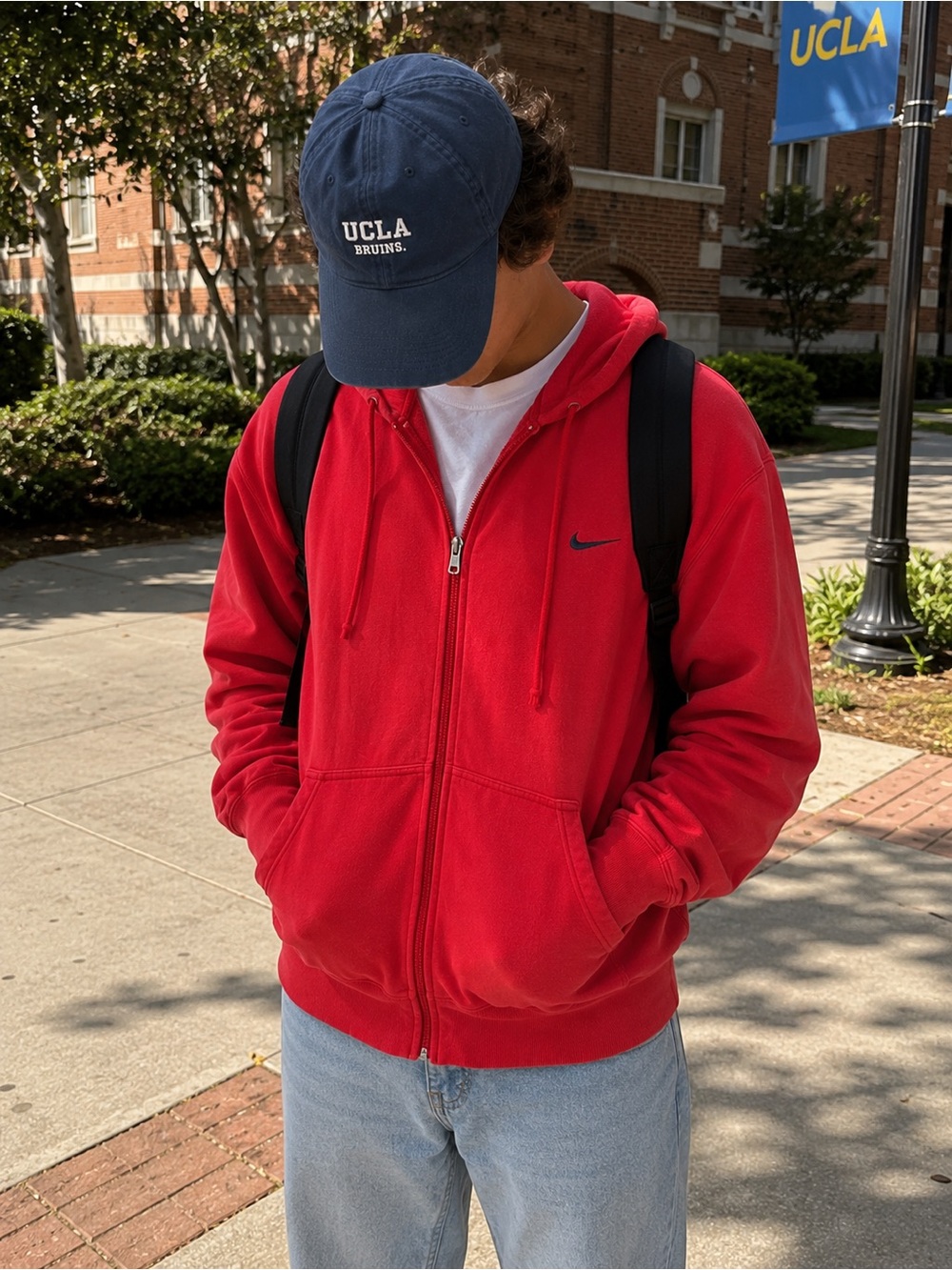 Nike Men’s Red Full-Zip Hoodie Sweatshirt
